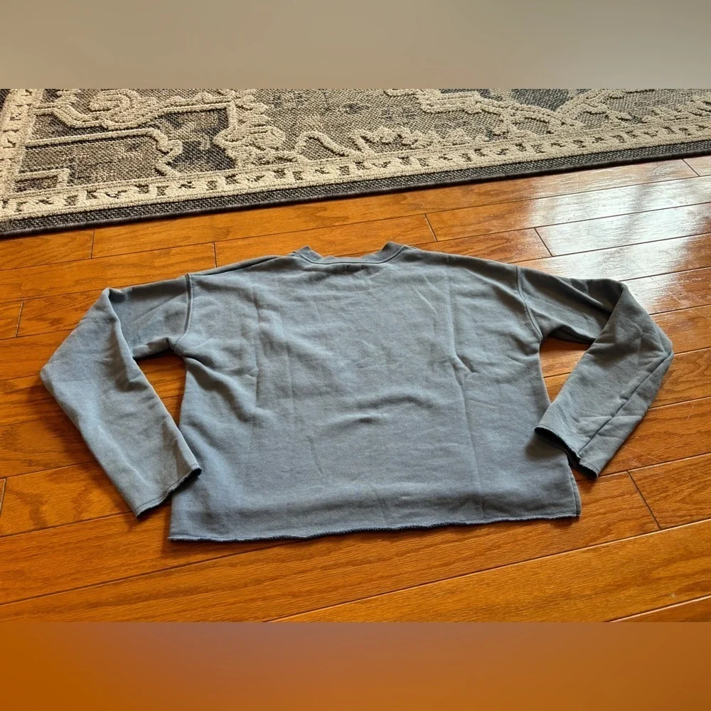 Aerie Midnight Blue Cropped Crew Neck Womens Size XS - Picture 3 of 3